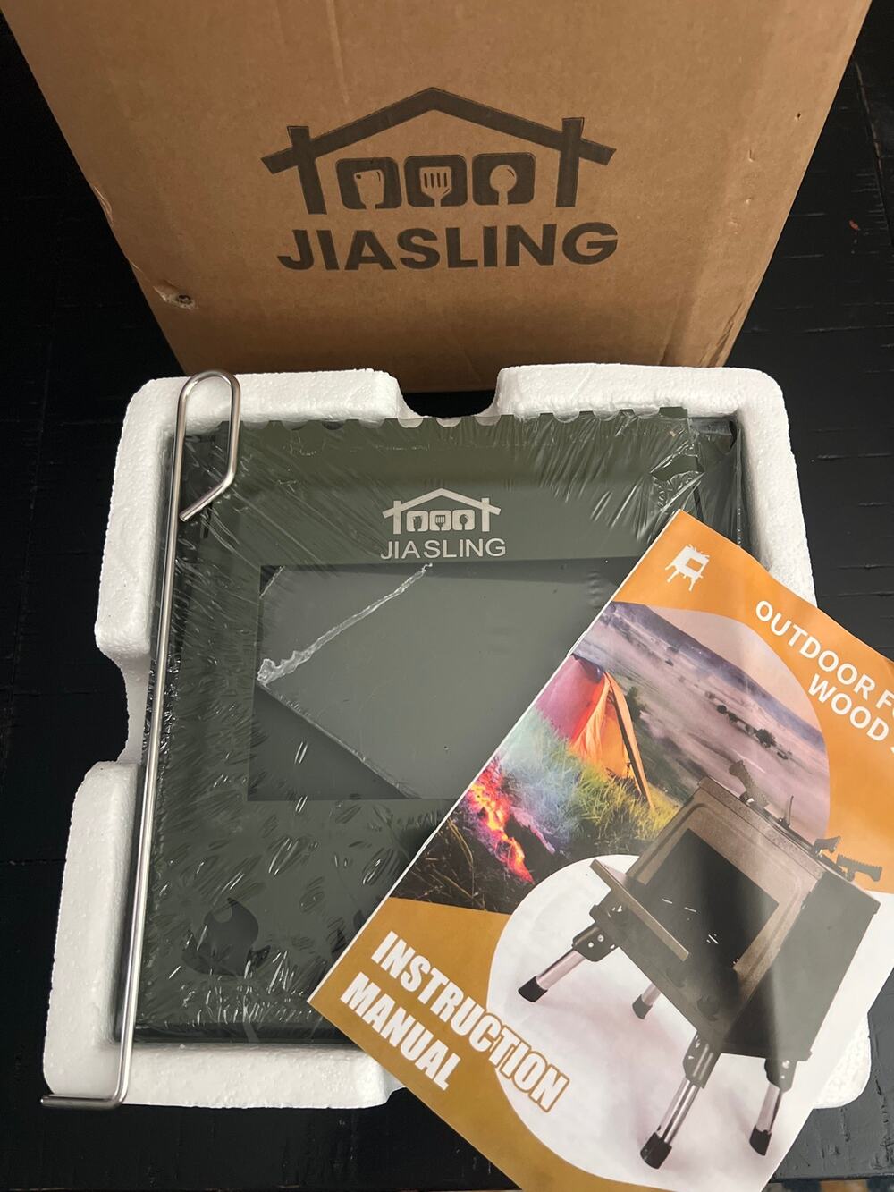 New NIB Jiasling Portable Folding Wood Burning Camp Stove Outdoor Cooking Green